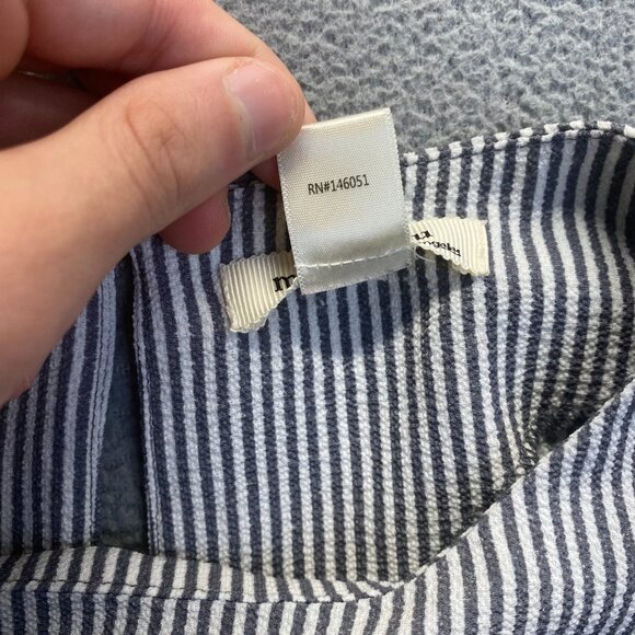 Monteau Top Teens Size M Blue White Striped Short Sleeve Ruffled Blouse - Picture 7 of 10